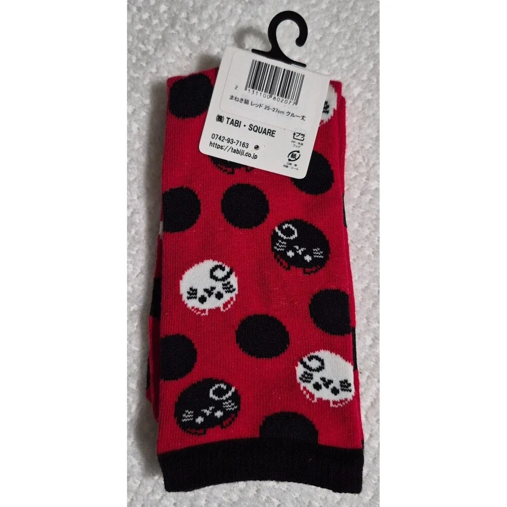 Tabi Socks Red Black White Cats Japanese Toe Socks Nippon Tabi-Ji Made in Japan